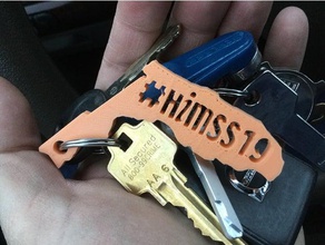 himss19 florida-shaped key fob keychains health healthcare 3d print model - Mito3D