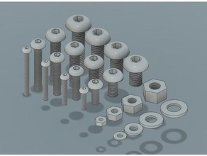m2 m3 m4 m5 button head screws nuts washers parts hardware metric 3d print model - Mito3D