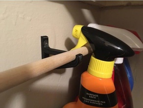 dowel spray bottle hanger bracket organization cleaner mounting sprayer wall hook mount windex wood 3d print model - Mito3D