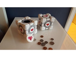 weighted companion cube piggy bank containers portal 3d print model - Mito3D