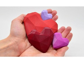 lowpoly cœur imprimé en 3d aimer les restes sculptures filament fillamentum cœurs low poly le violet rouge trafic la saint-valentin jour de valentines 3d print model - Mito3D