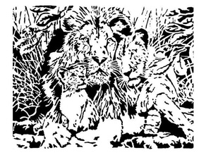 lion stencil 2d art carnivore couple family 3d print model - Mito3D