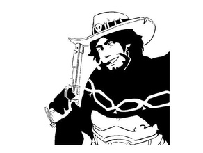 jesse mccree stencil 2d art cowboy gioco overwatch video di 3d print model - Mito3D