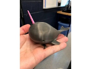 whale narwhal combo animals unicorn sea 3d print model - Mito3D