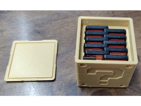 question block switch cartridge case 11 cartridges 2 microsd cards video games gaming mario nintendo box storage super bros 3d print model - Mito3D