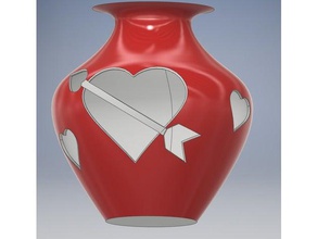 valentine vase 3d printing arrow day flower gift hart 3d print model - Mito3D