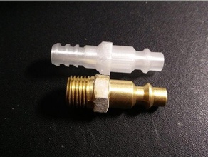 single-part pneumatic connector 14 inch barb adapter diy air hose pneumatic-fitting pneumatics quick release vacuum 3d print model - Mito3D