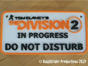 division 2-Tür-panel Spiele thedivision2 tomclancy tomclancysthediv2 tomclancysthedivion2 3d print model - Mito3D