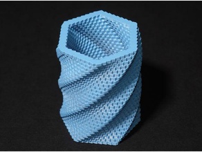 fractal hexagon cylinder cup math art 3d flower vase design spiral 3d print model - Mito3D