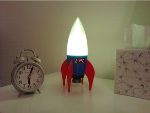 retro rocket de la lámpara del led digital termómetro decoración arduino nano electrónica luz iluminación neopixel anillo noche nsfw espacio nave espacial 3d print model - Mito3D