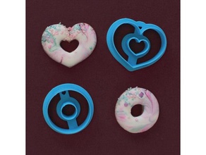 mini donut cookie cutters kitchen dining heart 3d print model - Mito3D