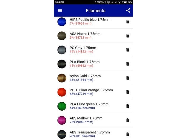 free app filament stock calculate costs create budgets other 3d print calculator android cost management spool social 3D print model - Mito3D