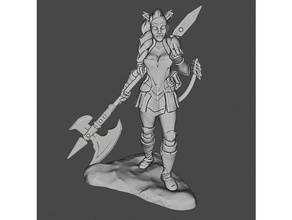 female tiefling fighter table top games 28 mm toy accessories 28mm class dnd mini miniature dungeons dragons fantasy halberd pathfinder roleplaying rpg wargames 3d print model - Mito3D