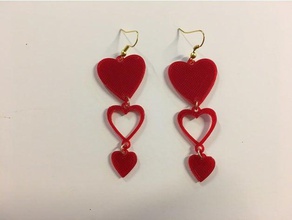 dangling hearts earrings fashion heart valentines day valentinesday gifts women 3d print model - Mito3D