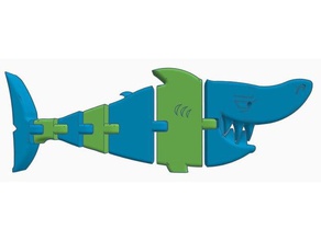 requin-ticulator double extrusion remix animaux articulés extrudeuse flexi flexible amusant à charnière les enfants mobiliers polymathic imprimer la place jouet jouets deux couleur 3d print model - Mito3D