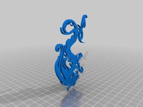 dragón de la decoración art relieve en mesa 3d print model - Mito3D