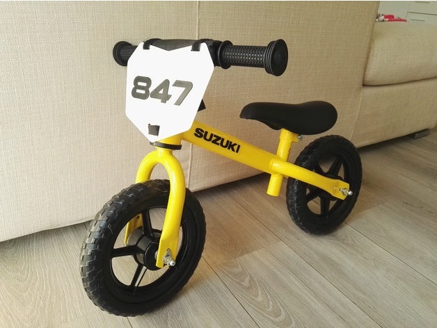 mini suzuki front plate balance bike toys games 3D print model - Mito3D