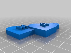 corazon Anahtarlık özelleştirilmiş 3d print model - Mito3D