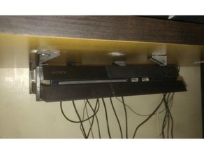 ps4 under desk mount screw holes backstop v102 electronics adapter holder playstation 4 sony 3d print model - Mito3D