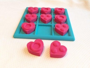 dokunsal tic tac toe kalpler oyunlar kör braille kalp oyunu görme engelli oyun tictactoe valentine Sevgililer Günü görsel olarak meydan okudu visuallyimpaired 3d print model - Mito3D