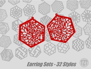 orecchino set di 32 stili gioielli ciondolo indossabili orecchini 3d print model - Mito3D