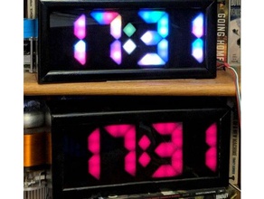 neopixel sept segments d'affichage de l'horloge décor coloré esp32 led la lumière moderne pratique affichage segment ws2811 3d print model - Mito3D