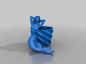 mermaid flower pot family friendly household 3d print model - Mito3D