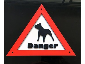 uyarı işareti tehlikeli köpek evcil hayvan kapısı pitbull Kalkan 3d print model - Mito3D