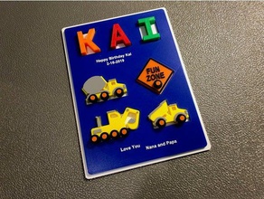 crianças quebra-cabeça quebra-cabeças retroescavadeira retroescavadeira-loader pin puzzels pneus caminhão 3d print model - Mito3D