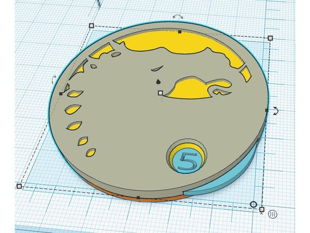 Runde bid Zifferblatt l5r - Spielzeug Spiel Zubehör Brettspiel Karte-Spiel KVG counter Legende fünf Ringe Tischplatte 3D print model - Mito3D