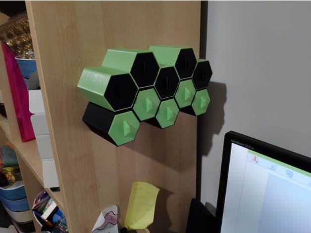 hexagon depolama duvara monte genişlemiş organizasyon Çekmeceler kovanı Petek 3D print model - Mito3D