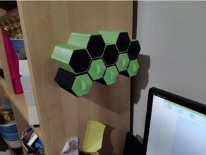 hexagon storage enlarged wall mountable organization drawers hive honeycomb 3d print model - Mito3D