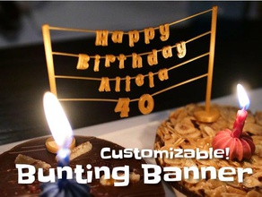 bunting banner birthday plants signs logos customizer decor 3d text accessories configurable customizable customized decoration desk desktop dinner garland happy label message name nameplate nsfw openscad planter string table year 3d print model - Mito3D