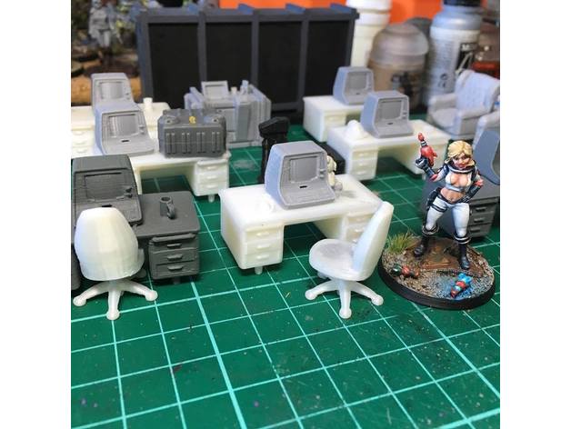 fallout 4 office desk fww 28mm 32mm scale games wasteland terrain wargame warfare 3D print model - Mito3D