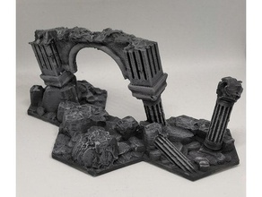 warhammer Unterwelten blocking hex-Gelände 3 hex - Spielzeug Spiel Zubehör Fliesen nightvault Ruine shadespire 3d print model - Mito3D