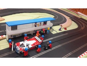 lego slot car pitsfacsade buildings structures compatible scalextric slotcar 3d print model - Mito3D