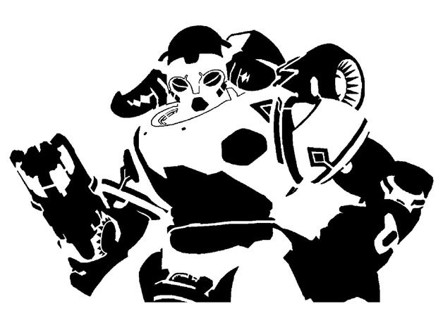 orisa stencil 2d art overwatch 3D print model - Mito3D