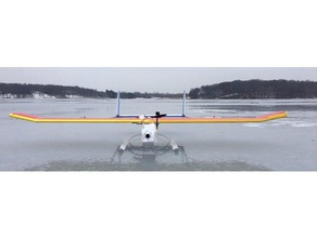 double boom poussoir skiis bricolage carton plume avion rc véhicules 3d print model - Mito3D