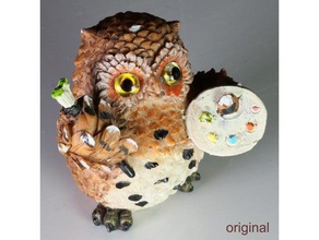 owl artist v1 3d scan sculptures cute painter 3d print model - Mito3D
