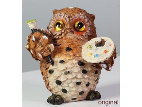 owl artist v2 3d scan sculptures cute painter 3d print model - Mito3D