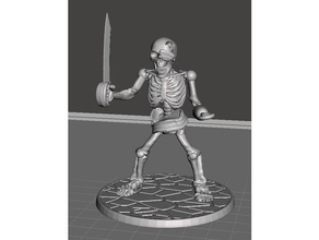 28mm skeleton warrior pirate cutlass games dnd miniature miniatures skull 3d print model - Mito3D