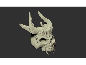 horny skull sculptures cool dnd evil horns miniature zbrush 3d print model - Mito3D