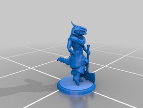 female dragonborn games 28mm axe battle dnd dungeons dragons gaming mini miniature miniatures pathfinder roleplaying rpg tabletop wargaming 3d print model - Mito3D