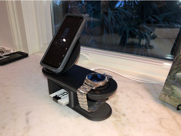 caricabatteria samsung duo riser stand orologio anello chiuso mobile telefono 3D print model - Mito3D