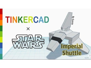 simple imperial shuttle tinkercad models space spaceship starwars 3d print model - Mito3D