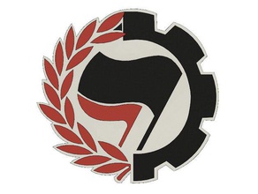 antifa bandeiras cogwreath sinais logotipos político política anti-fascista mudanças símbolo 3d print model - Mito3D