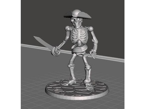 28mm esqueleto guerrero capitán pirata juegos cutlass no molestar figura en miniatura las miniaturas el cráneo wargames 3d print model - Mito3D