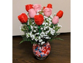 valentines rose bouquet decor decoration roses stem day gifts 3d print model - Mito3D
