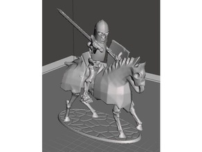 28mm skeleton warrior heavy cavalry sword shield games dnd horse miniature miniatures undead 3d print model - Mito3D