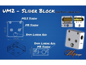 um2 cross slider block 8mm linear rods 3d printer parts ultimaker ultimaker2 2 original clone extended upgrade 3d print model - Mito3D